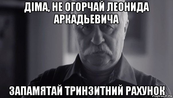 діма, не огорчай леонида аркадьевича запамятай тринзитний рахунок, Мем Не огорчай Леонида Аркадьевича