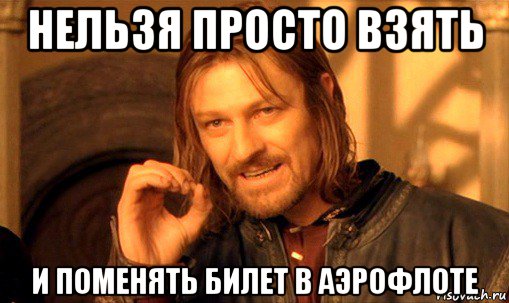 нельзя просто взять и поменять билет в аэрофлоте, Мем Нельзя просто так взять и (Боромир мем)