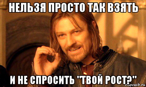 нельзя просто так взять и не спросить "твой рост?", Мем Нельзя просто так взять и (Боромир мем)