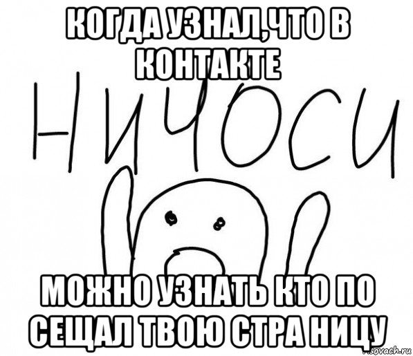 когда узнал,что в контакте можно узнать кто по сещал твою стра hицу, Мем  Ничоси