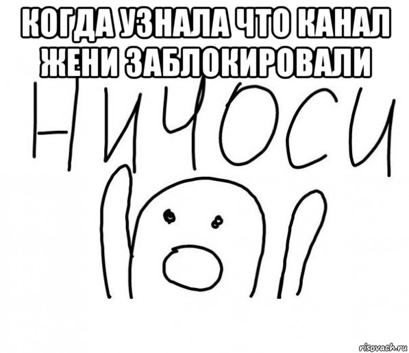 когда узнала что канал жени заблокировали , Мем  Ничоси