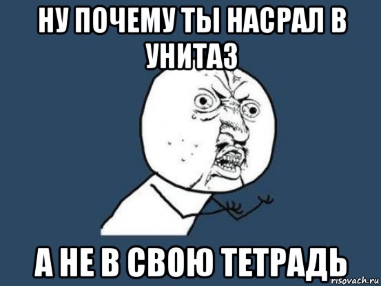 ну почему ты насрал в унитаз а не в свою тетрадь, Мем Ну почему