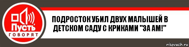 Подросток убил двух малышей в детском саду с криками "ЗА АМ!"