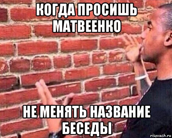 когда просишь матвеенко не менять название беседы, Мем разговор со стеной