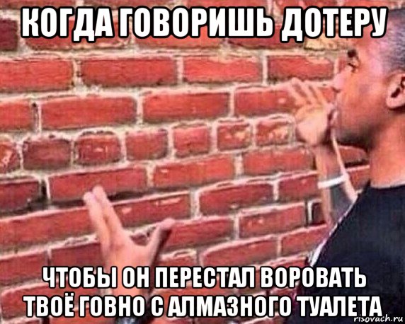 когда говоришь дотеру чтобы он перестал воровать твоё говно с алмазного туалета, Мем разговор со стеной