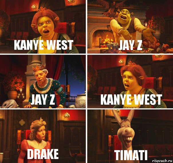 Kanye West Jay Z Jay Z Kanye West Drake Timati, Комикс  Шрек Фиона Гарольд Осел