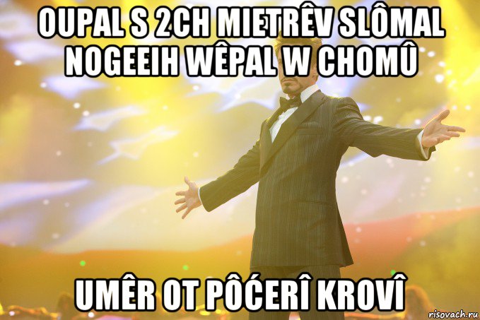 oupal s 2ch mietrêv slômal nogeeih wêpal w chomû umêr ot pôćerî krovî, Мем Тони Старк (Роберт Дауни младший)