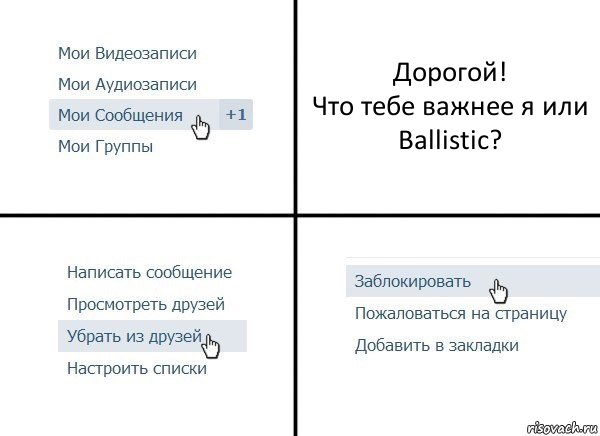 Дорогой!
Что тебе важнее я или Ballistic?