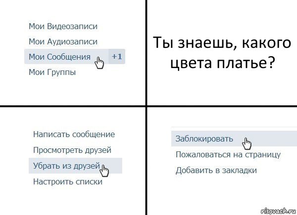 Ты знаешь, какого цвета платье?, Комикс  Удалить из друзей