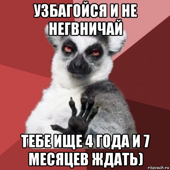 узбагойся и не негвничай тебе ище 4 года и 7 месяцев ждать), Мем Узбагойзя