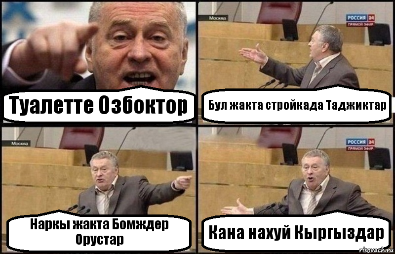 Туалетте Озбоктор Бул жакта стройкада Таджиктар Наркы жакта Бомждер Орустар Кана нахуй Кыргыздар, Комикс Жириновский