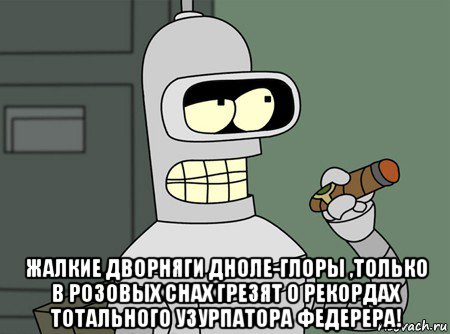  жалкие дворняги дноле-глоры ,только в розовых снах грезят о рекордах тотального узурпатора федерера!, Мем бендер родригес