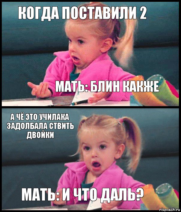 когда поставили 2 Мать: блин какже А чё это училака задолбала ствить двойки Мать: И что даль?, Комикс  Возмущающаяся девочка