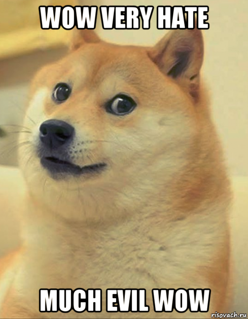 wow very hate much evil wow, Мем doge woof