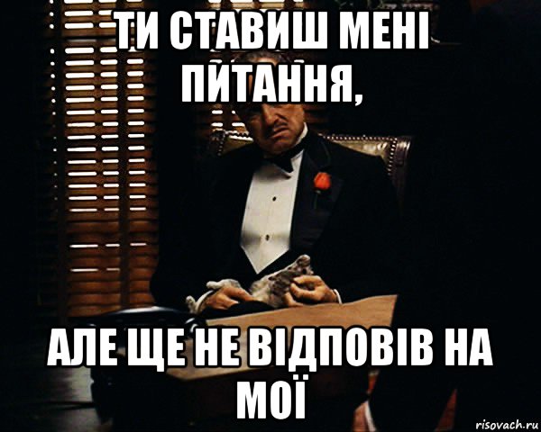 ти ставиш мені питання, але ще не відповів на мої, Мем Дон Вито Корлеоне