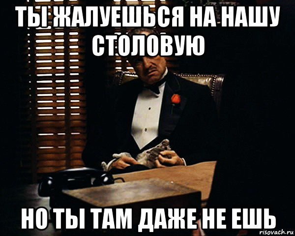 ты жалуешься на нашу столовую но ты там даже не ешь, Мем Дон Вито Корлеоне