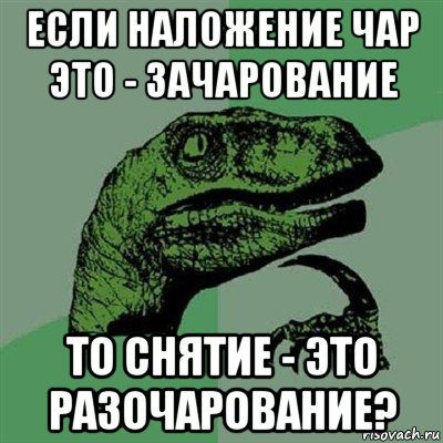 если наложение чар это - зачарование то снятие - это разочарование?, Мем Филосораптор