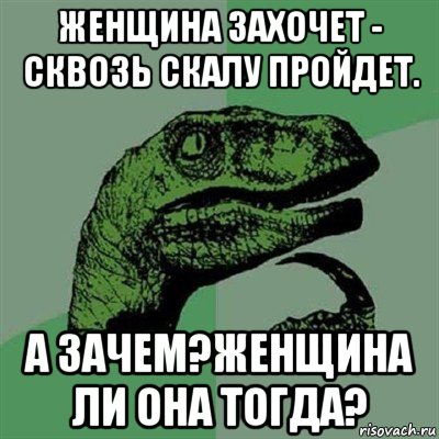 женщина захочет - сквозь скалу пройдет. а зачем?женщина ли она тогда?, Мем Филосораптор