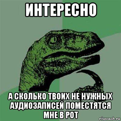 интересно а сколько твоих не нужных аудиозаписей поместятся мне в рот, Мем Филосораптор