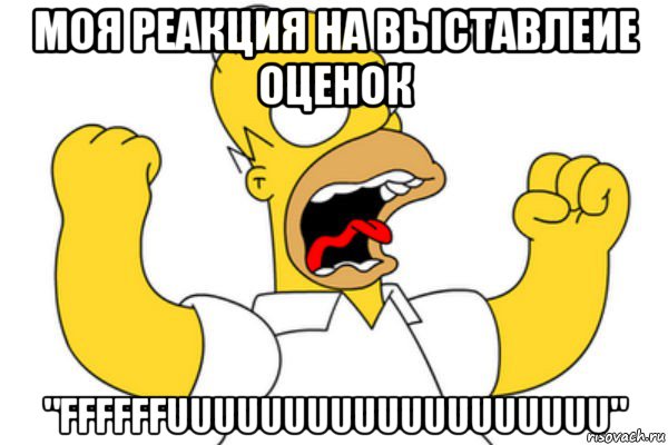 моя реакция на выставлеие оценок "ffffffuuuuuuuuuuuuuuuuuuu", Мем Разъяренный Гомер