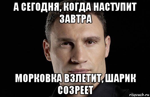 а сегодня, когда наступит завтра морковка взлетит, шарик созреет, Мем Кличко