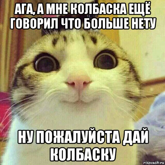 ага, а мне колбаска ещё говорил что больше нету ну пожалуйста дай колбаску