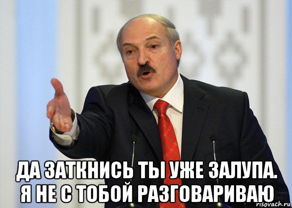  да заткнись ты уже залупа. я не с тобой разговариваю, Мем лукашенко