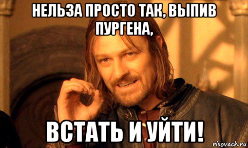 нельза просто так, выпив пургена, встать и уйти!, Мем Нельзя просто так взять и (Боромир мем)