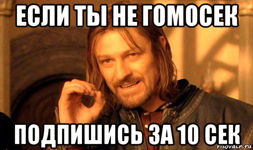 если ты не гомосек подпишись за 10 сек, Мем Нельзя просто так взять и (Боромир мем)