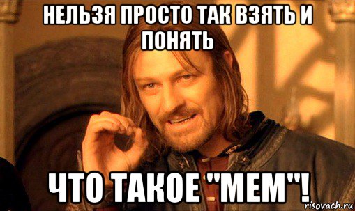 нельзя просто так взять и понять что такое "мем"!, Мем Нельзя просто так взять и (Боромир мем)