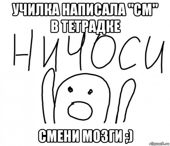 училка написала "см" в тетрадке смени мозги ;), Мем  Ничоси