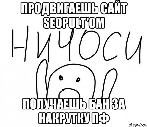 продвигаешь сайт seopult'ом получаешь бан за накрутку пф, Мем  Ничоси