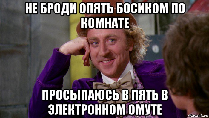 не броди опять босиком по комнате просыпаюсь в пять в электронном омуте, Мем Ну давай расскажи (Вилли Вонка)