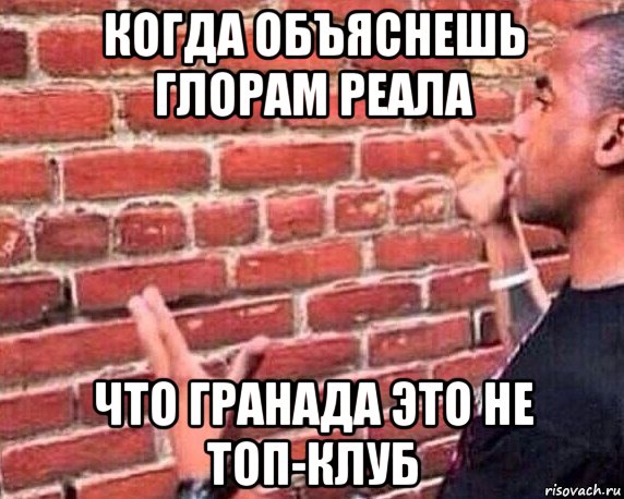 когда объяснешь глорам реала что гранада это не топ-клуб, Мем разговор со стеной