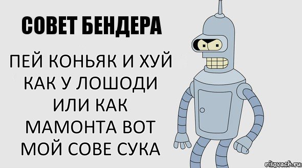 ПЕЙ КОНЬЯК И ХУЙ КАК У ЛОШОДИ ИЛИ КАК МАМОНТА ВОТ МОЙ СОВЕ СУКА, Комикс Советы Бендера