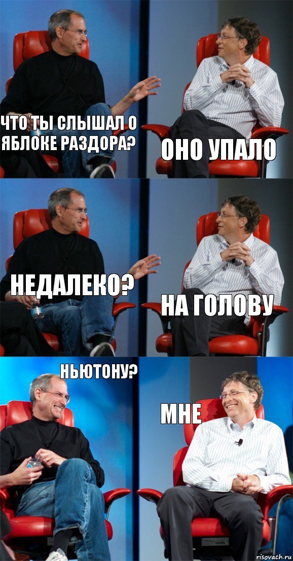 Что ты слышал о яблоке раздора? Оно упало Недалеко? На голову Ньютону? Мне, Комикс Стив Джобс и Билл Гейтс (6 зон)