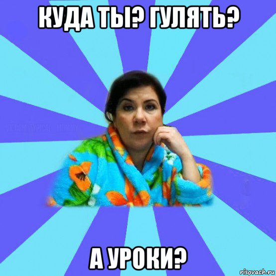 куда ты? гулять? а уроки?, Мем типичная мама