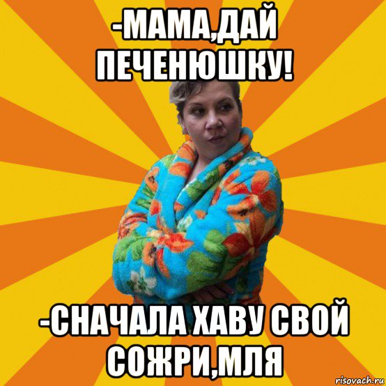 -мама,дай печенюшку! -сначала хаву свой сожри,мля, Мем Типичная мама