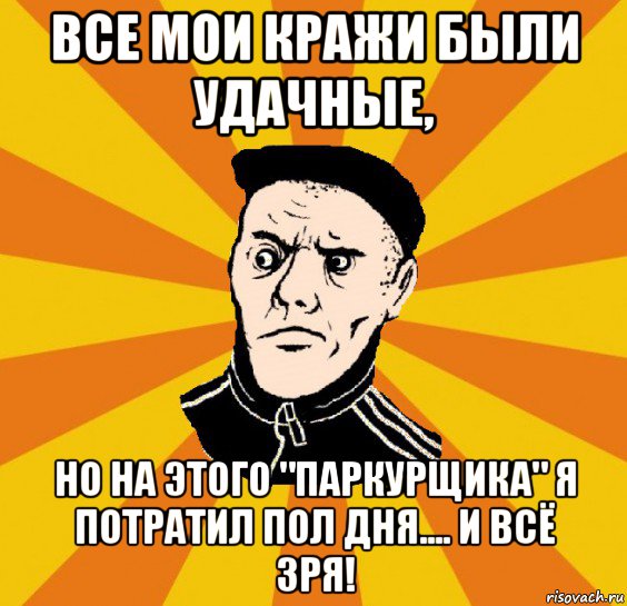 все мои кражи были удачные, но на этого "паркурщика" я потратил пол дня.... и всё зря!, Мем Типовий Титушка