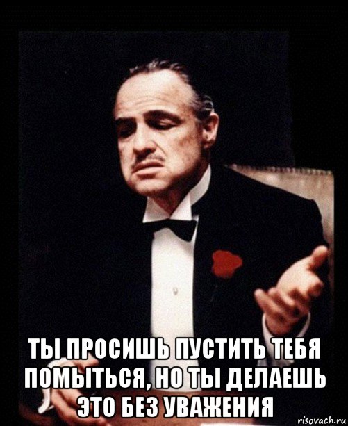  ты просишь пустить тебя помыться, но ты делаешь это без уважения, Мем ты делаешь это без уважения