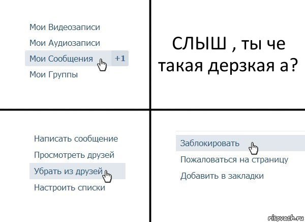 СЛЫШ , ты че такая дерзкая а?, Комикс  Удалить из друзей