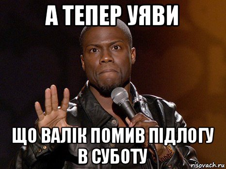 а тепер уяви що валік помив підлогу в суботу, Мем  А теперь представь