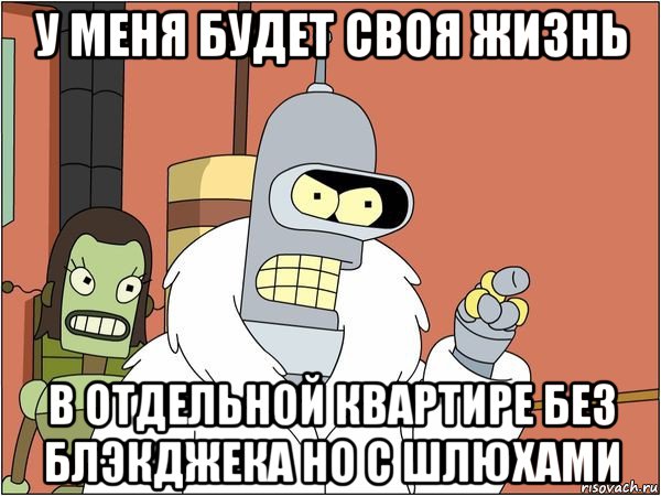 у меня будет своя жизнь в отдельной квартире без блэкджека но с шлюхами, Мем Бендер