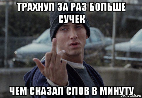 трахнул за раз больше сучек чем сказал слов в минуту, Мем  Eminem