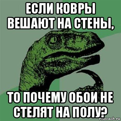 если ковры вешают на стены, то почему обои не стелят на полу?, Мем Филосораптор