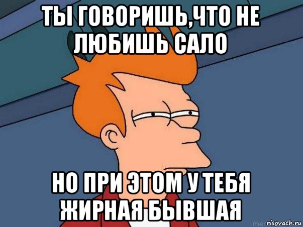 ты говоришь,что не любишь сало но при этом у тебя жирная бывшая, Мем  Фрай (мне кажется или)