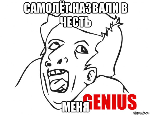 самолёт назвали в честь меня, Мем  Genius