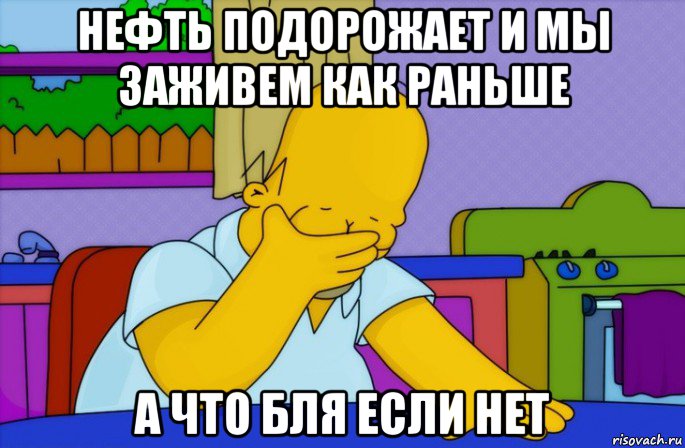 нефть подорожает и мы заживем как раньше а что бля если нет, Мем Homer simpson facepalm