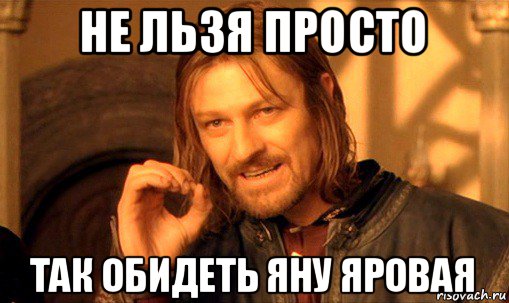 не льзя просто так обидеть яну яровая, Мем Нельзя просто так взять и (Боромир мем)