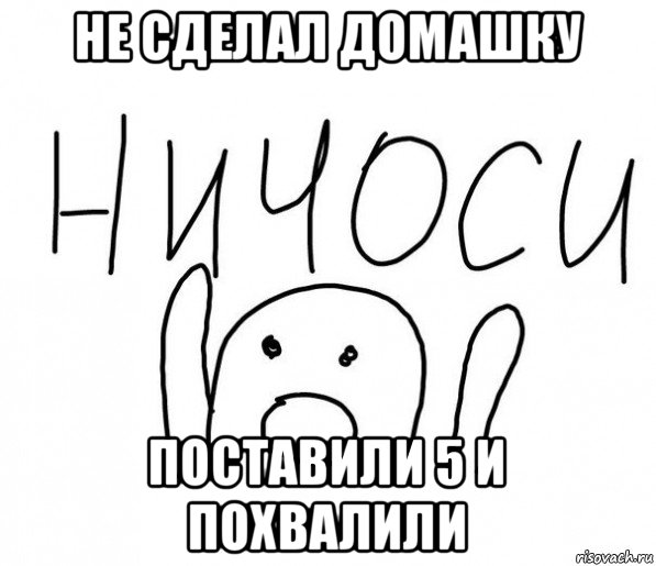 не сделал домашку поставили 5 и похвалили, Мем  Ничоси